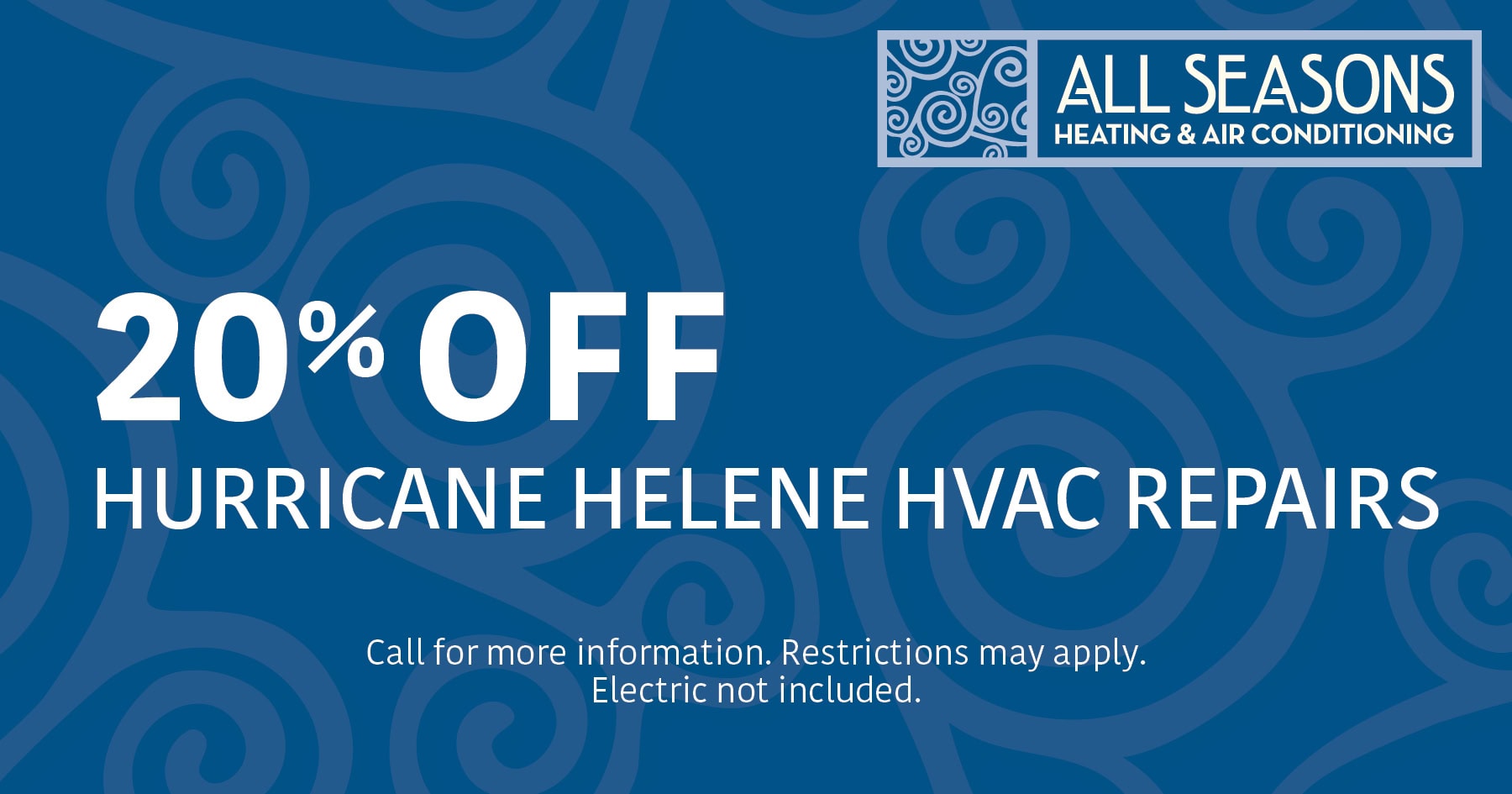 Coupon for 20% off Hurricane Helene HVAC repairs.